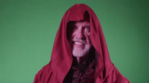 A Crazy Wizard Stares At His Enemy, Ready To Duel (Green Screen). Stock Footage 45670183