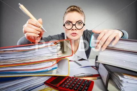 Crazy woman in office. Stock Photos