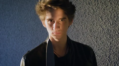 Crazy young man with a knife, close-up Stock Footage 276192887