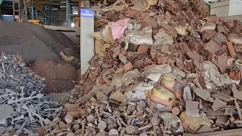 CRCA scrap storage area of the casting factory  Stock Footage 305998290