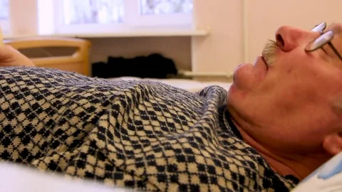 Creaker old man hosp bed rest Stock Footage 81836719