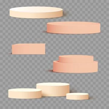 Cream 3d square and circle set templates for presentation with shadow backgro Stock Illustration