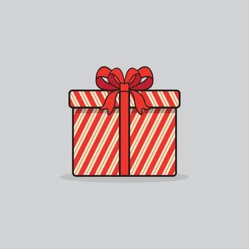 Cream and red diagonal lines decorative wrapped gift box stock illustration.. Stockillustratie