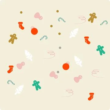 Cream Background Simple Christmas Object Pattern Stock Illustration
