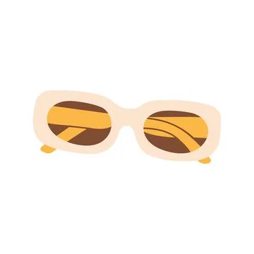 Cream beige thick frame rectangle sunglasses vector illustration. Vintage Stock Illustration