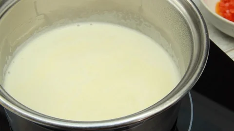 Cream Boiling Stock Footage 122740800