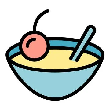 Cream bowl icon vector flat 스톡 일러스트