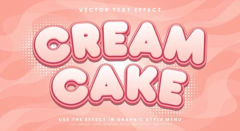 Cream Cake 3d editable text effect Template Stock Illustration