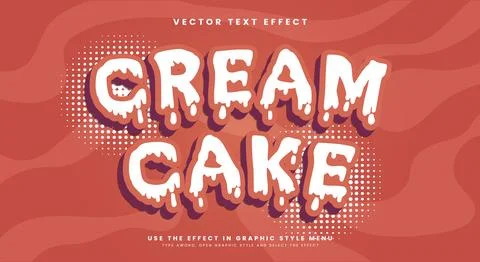 Cream Cake 3d editable Text Effect Template Stock Illustration