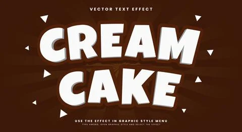 Cream cake editable text effect Stock Illustration