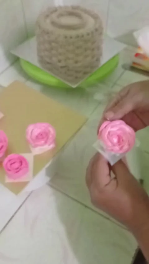 Cream Cake Pink Rose with Extra White Stock Footage 239577536