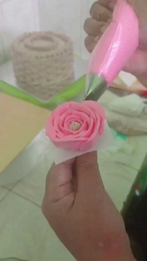 Cream Cake Pink Rose Stock Footage 239577563