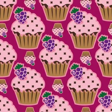 Cream cake pink seamless pattern Stock Illustration