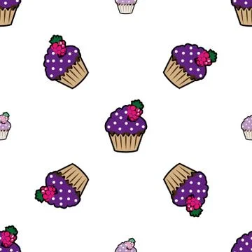Cream cake purple seamless pattern Stock Illustration