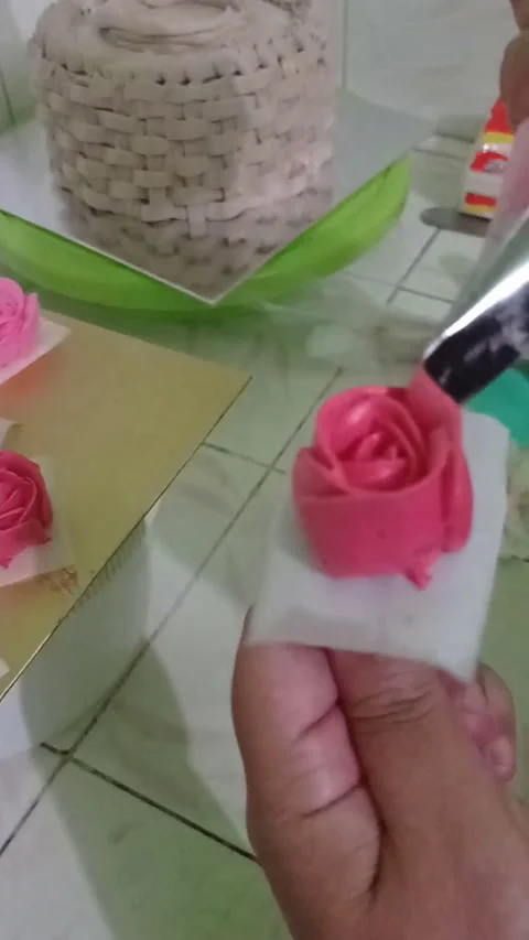 Cream Cake Red Rose Stock Footage 239577639