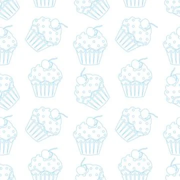 Cream cake seamless white pattern Stock Illustration