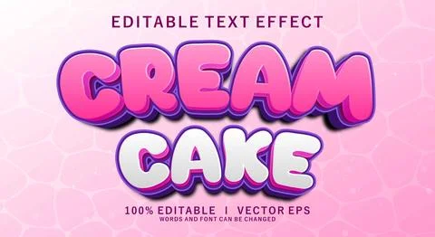 Cream cake vector text effect with modern style design Stock Illustration