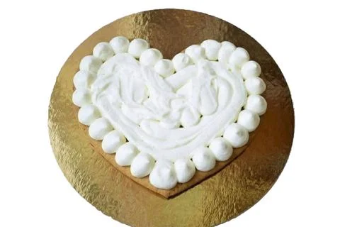 Cream on the cake - white background Stock Photos