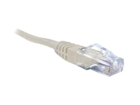 Cream CAT5e CAT6 Ethernet Patch Lead Stock Photos