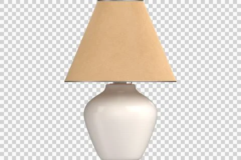 Cream ceramic table lamp with tan shade isolated on transparent background Stock Illustration