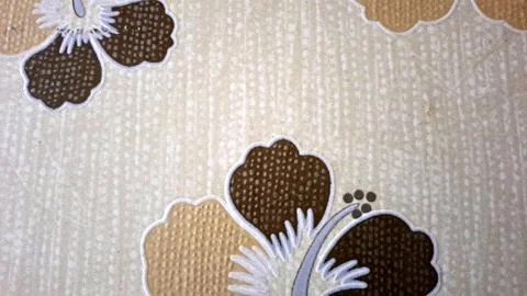 Cream ceramic wall tile bamboo leaf floral brown pattern 25x40cm Stock Photos