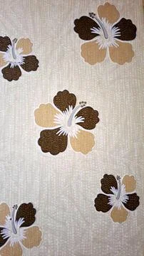 Cream ceramic wall tile bamboo leaf floral brown pattern 25x40cm Fotos Stock