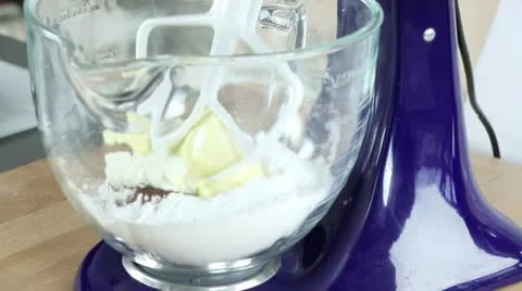 Cream cheese creme being mixed in a food processor Stock Footage 24671656