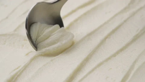 Cream cheese with spoon, 4k ProRes uncompressed Video stock 149001804