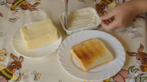 Cream Cheese Spread On Toast Stock Footage 63457402