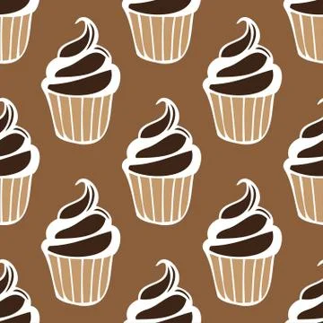 Cream choco cake brown dark seamless pattern Stock Illustration