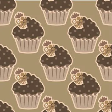 Cream choco cake seamless pattern Stock Illustration
