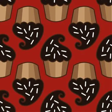 Cream choco cake seamless pattern Stock Illustration