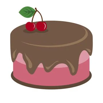 Cream choco cherry cake tasty with topping Stock Illustration