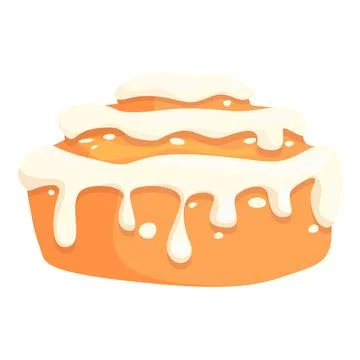 Cream cinnamon roll bun icon cartoon vector. Swirl food Stock Illustration