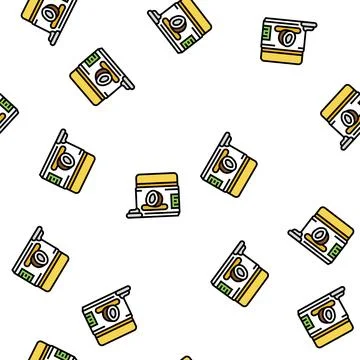 Cream coconut coco vector seamless pattern Stock Illustration