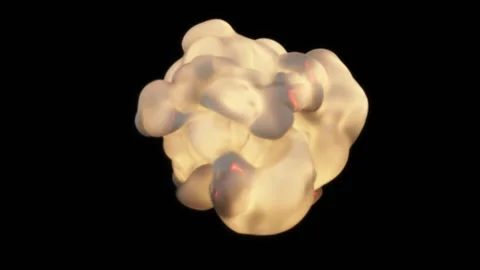 A cream-colored cloud lights up and slowly turns into a gray cloud on a black Stock Footage 177226283