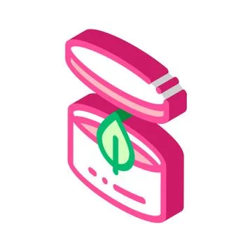 Cream Container And Leaf isometric icon vector illustration Stock Illustration