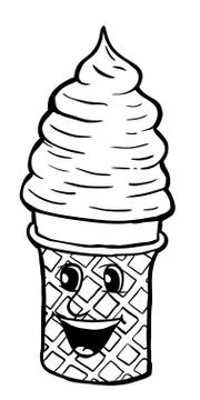 Cream cornet with smile Stock Illustration