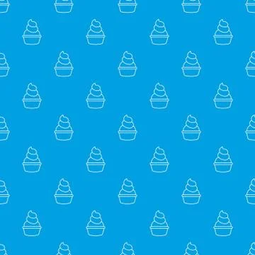 Cream cupcake pattern seamless blue Illustrazione stock