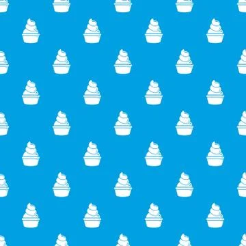 Cream cupcake pattern seamless blue Stock Illustration