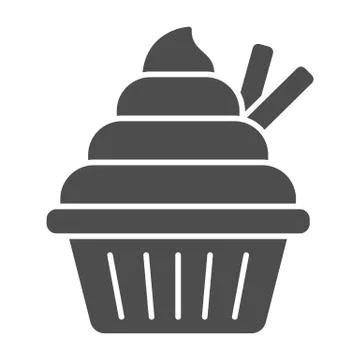 Cream cupcake solid icon, Confectionery concept, muffin sign on white background Stockillustratie
