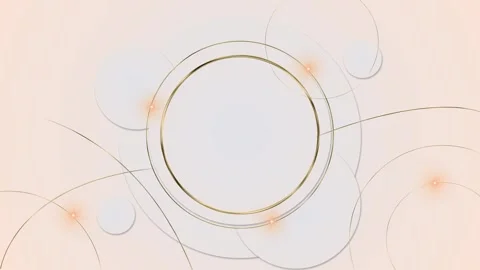 Cream gold circle frame background soft beige layers, metallic rings, elegant Stock Footage 334106332