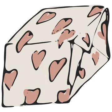 Cream Heart Pattern Gift Box Hand Drawn Vector イラスト素材