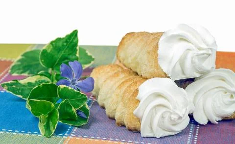 Cream horns pastry stack Fotos de archivo