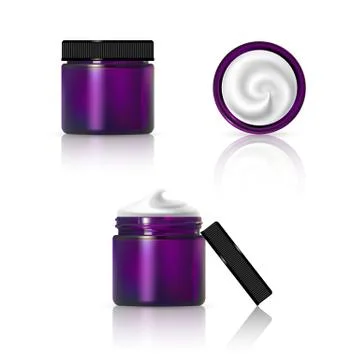 Cream jar isolated on white background. Skin care product package. Color glas Stock Illustration