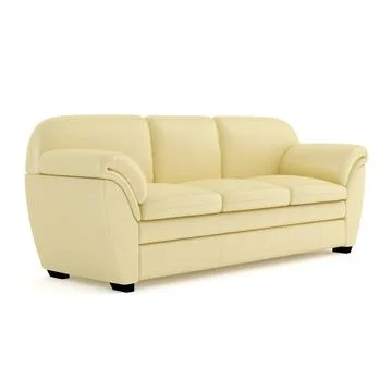 Cream Leather Sofa 3D Model