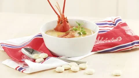 Cream of lobster soup Stock Footage 24663760