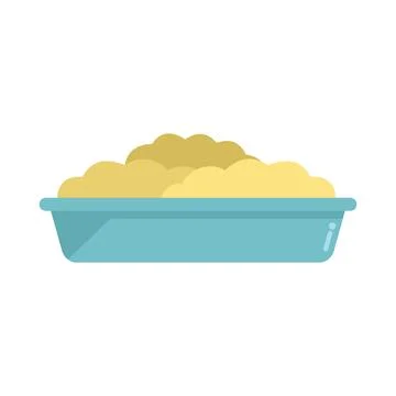 Cream mash potato icon flat vector. Boiled dish Stock Illustration