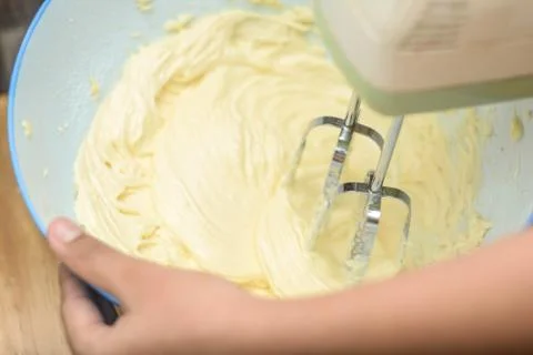 Cream is mixing using mixer Stock Photos