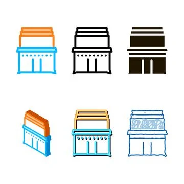 Cream multipack cheese in plates icon vector outline Stock Illustration